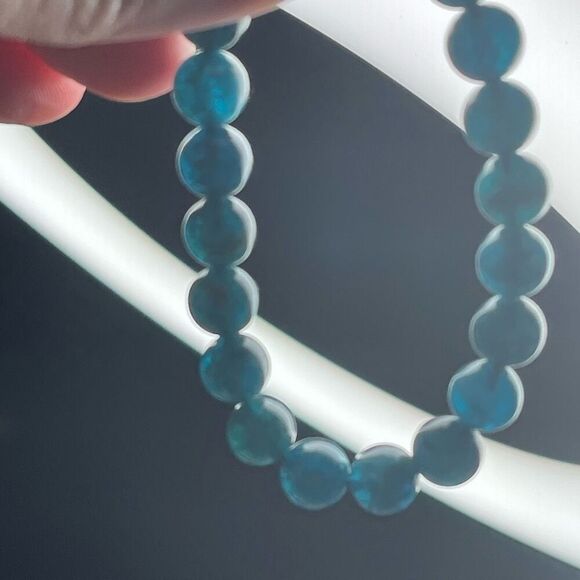 Apatite gemmy teal stretch beaded bracelet 7” crystal healing beads 8mm - Picture 9 of 9